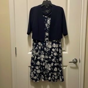 Perceptions NY Floral Print Sleeveless Dress with Shrug